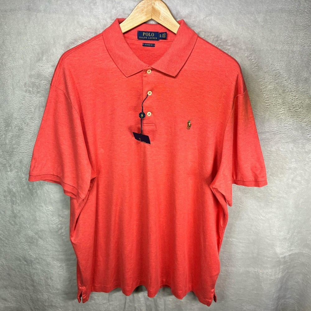 Polo Ralph Lauren Mens XL Classic Fit Polo Shirt Coral Heather Short Sleeve NWT